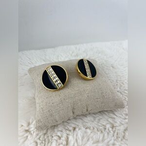 S.A.L.  Vintage gold earrings Swarovski crystals